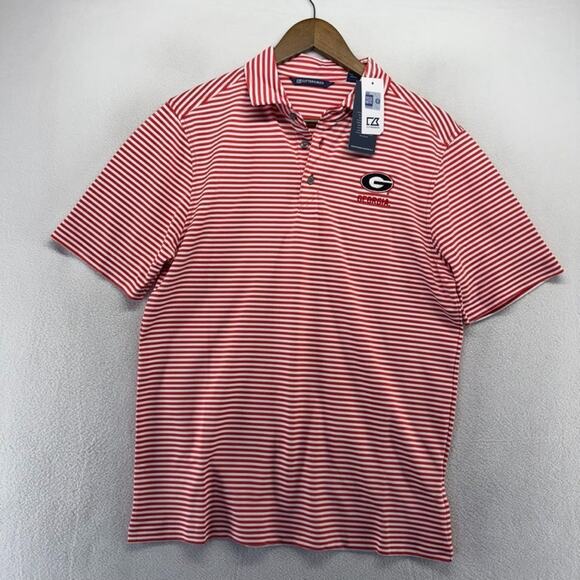 Georgia University Polo Shirt men's Small Red White Embroidered Bulldogs NEW - Picture 2 of 7